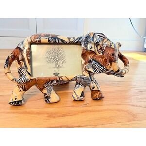 VTG Disney Parks Safari Endangered Species Patchwork Elephant Photo Frame 1990s